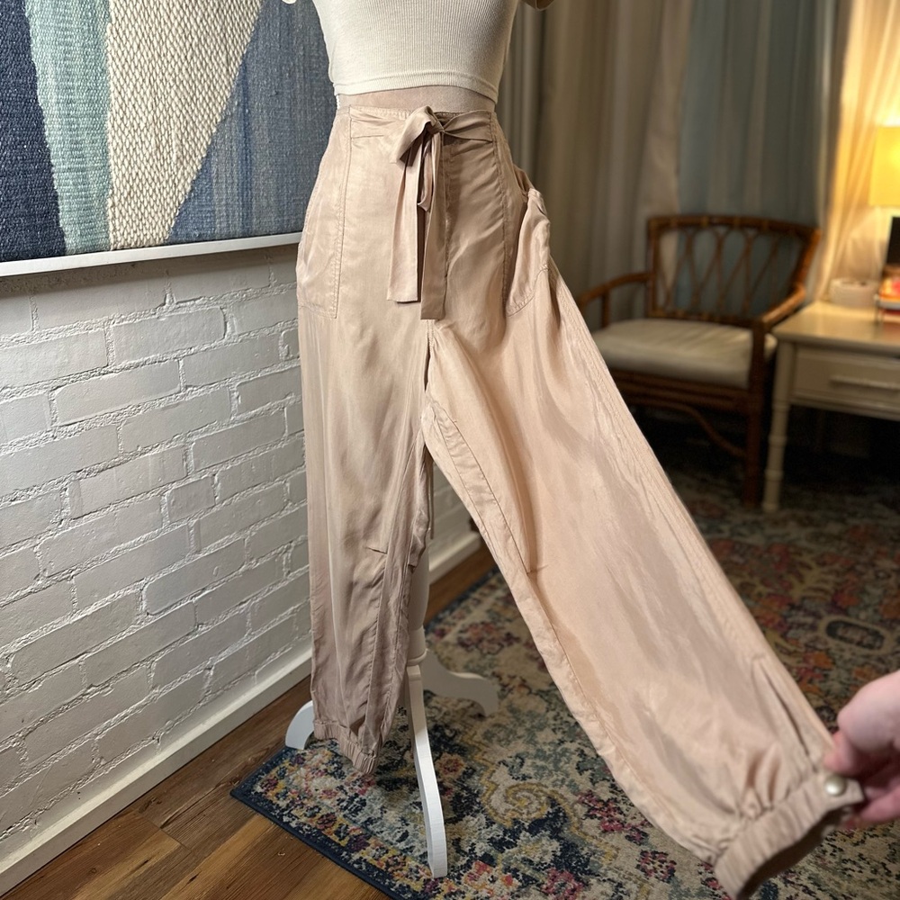 NWT Anthropologie Marrakech Nude Lightweight Tie Front Pants - Picture 4 of 16